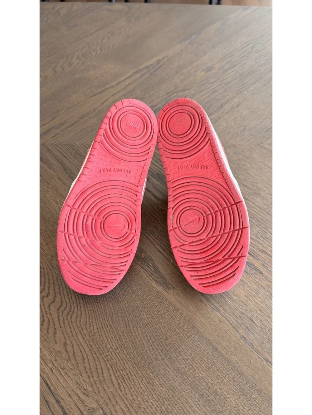 Nike Kids Sneakers Size 2Y Orange and White with Red Swoosh